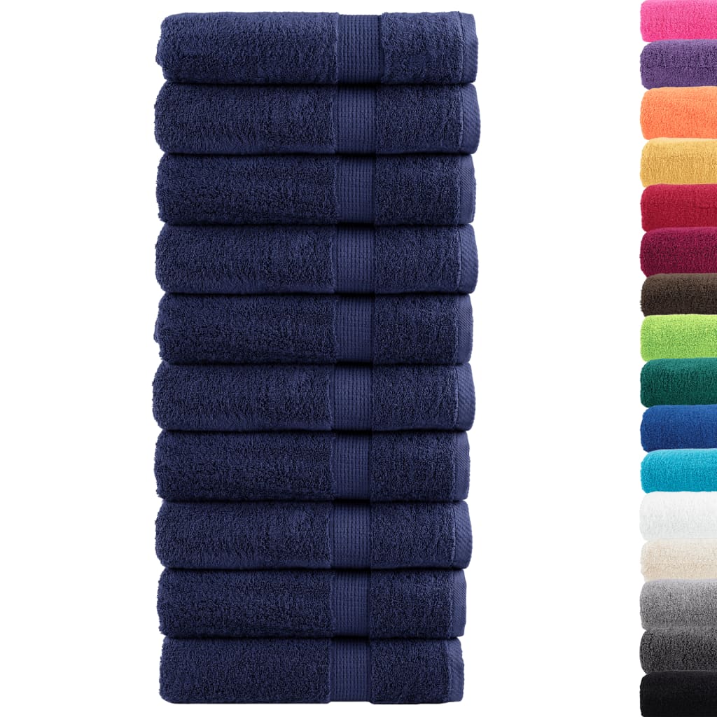 10 db prémium SOLUND fürdőlepedő sötétkék 100 x 150 cm 600 g/m²
