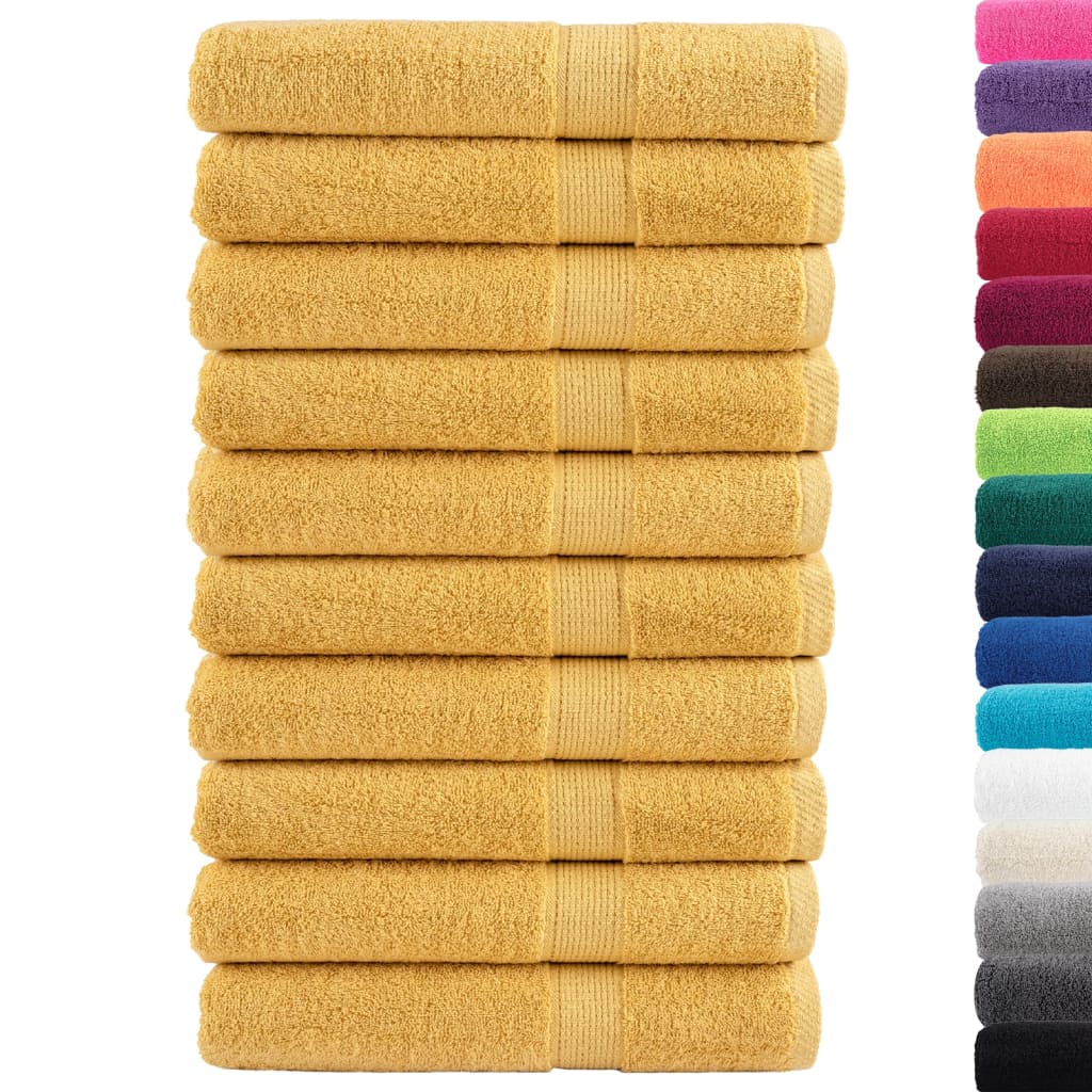 10 db prémium SOLUND törölköző arany 100 x 200 cm 600 g/m²