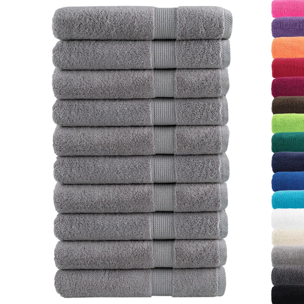 10 db prémium SOLUND törölköző szürke 100 x 200 cm 600 g/m²