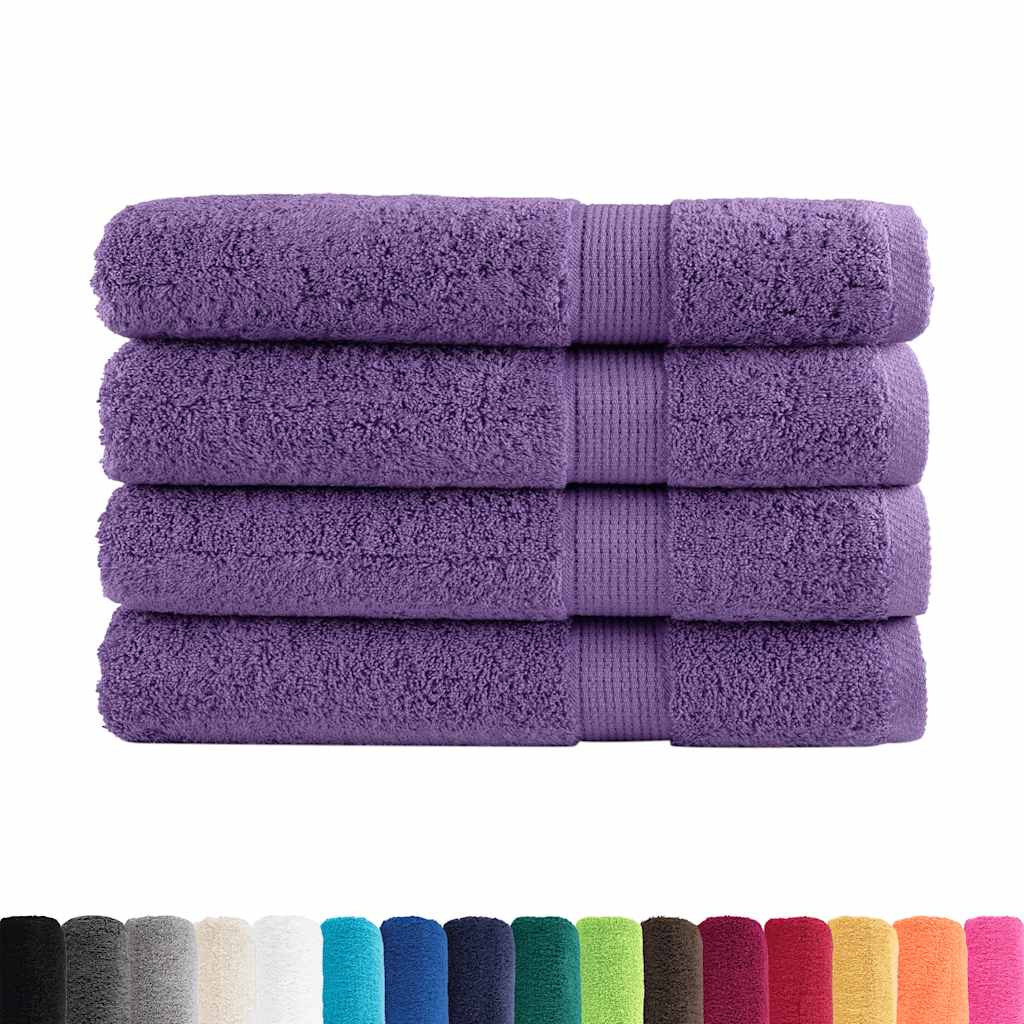 4 db prémium SOLUND törölköző lila 100 x 200 cm 600 g/m²