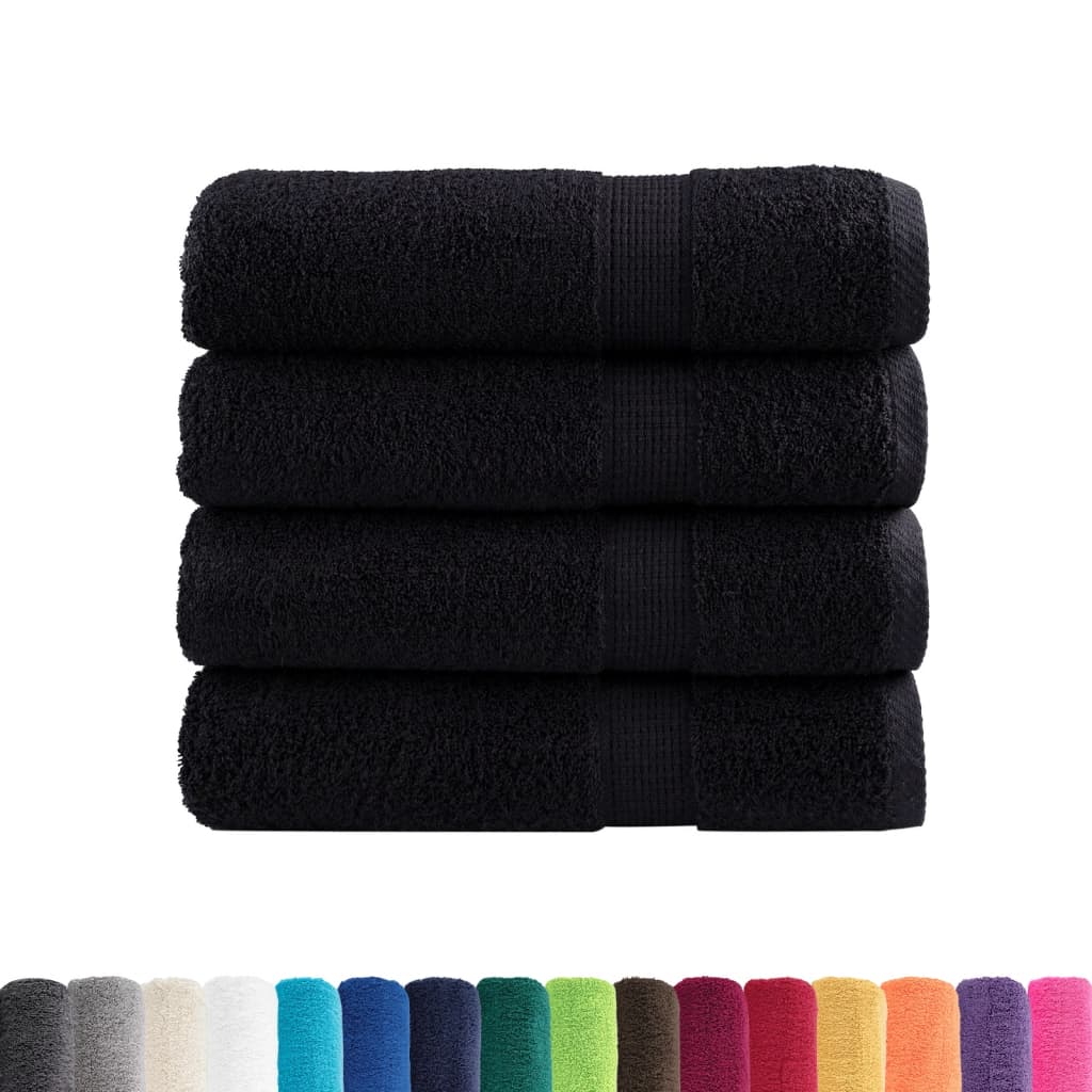 4 db prémium SOLUND kéztörlő fekete 50 x 100 cm 600 g/m²