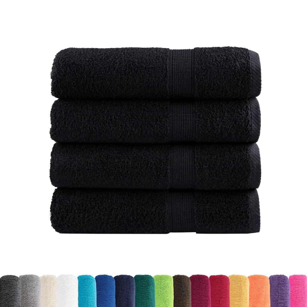 4 db prémium fürdőlepedő SOLUND fekete 70 x 140 cm 600 g/m²