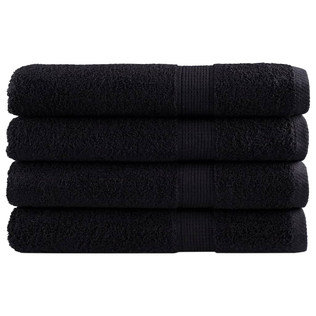 4 db prémium SOLUND törölköző fekete 100 x 200 cm 600 g/m²