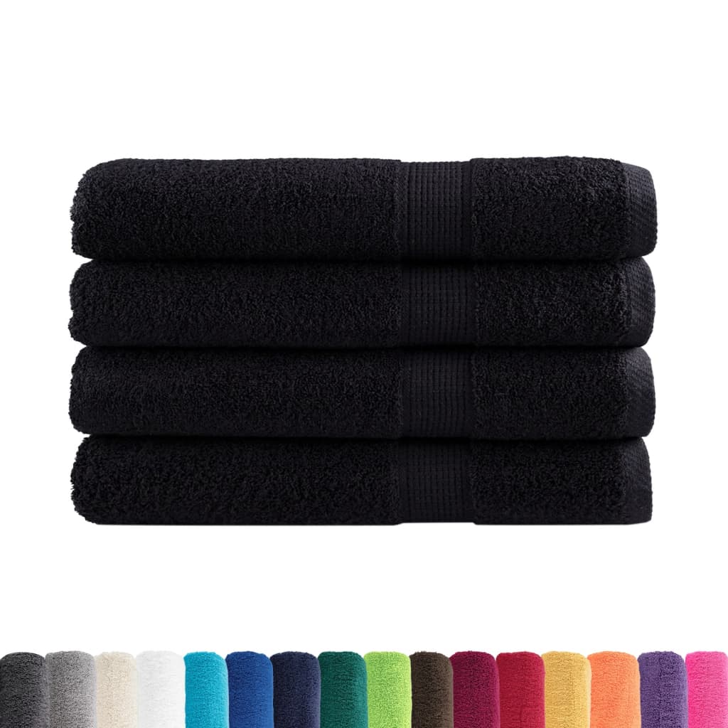 4 db prémium SOLUND törölköző fekete 100 x 200 cm 600 g/m²