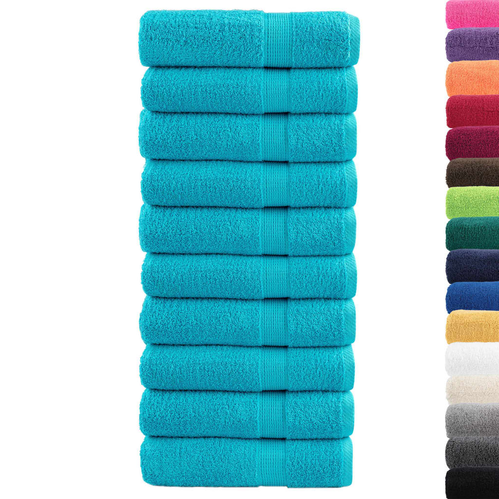 prémium fürdőlepedők SOLUND 10 db türkizkék 70 x 140 cm 600 g/m²