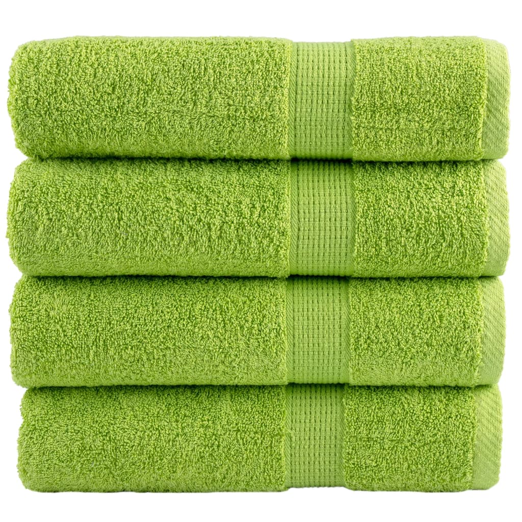 prémium fürdőlepedők SOLUND 4 db almazöld 70 x 140 cm 600 g/m²