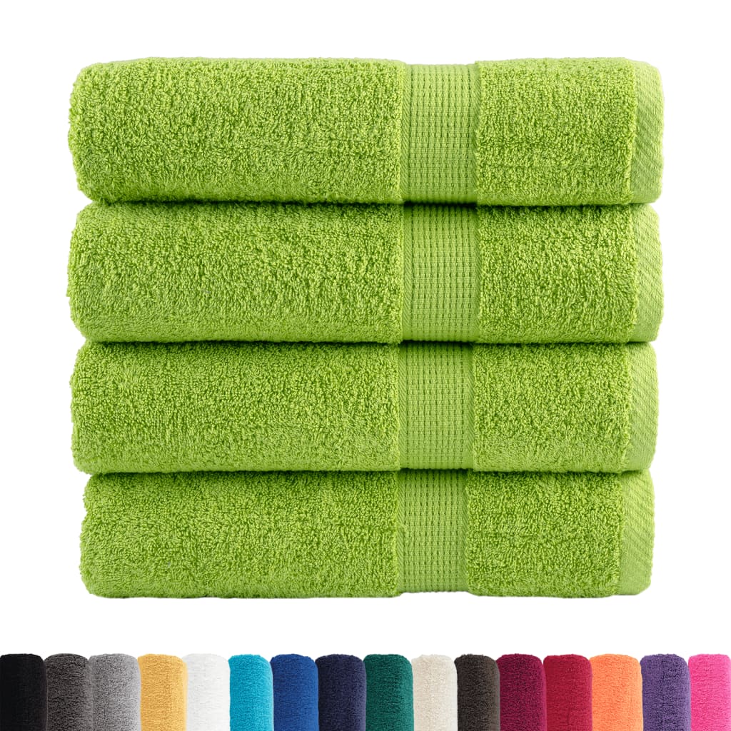 prémium fürdőlepedők SOLUND 4 db almazöld 70 x 140 cm 600 g/m²
