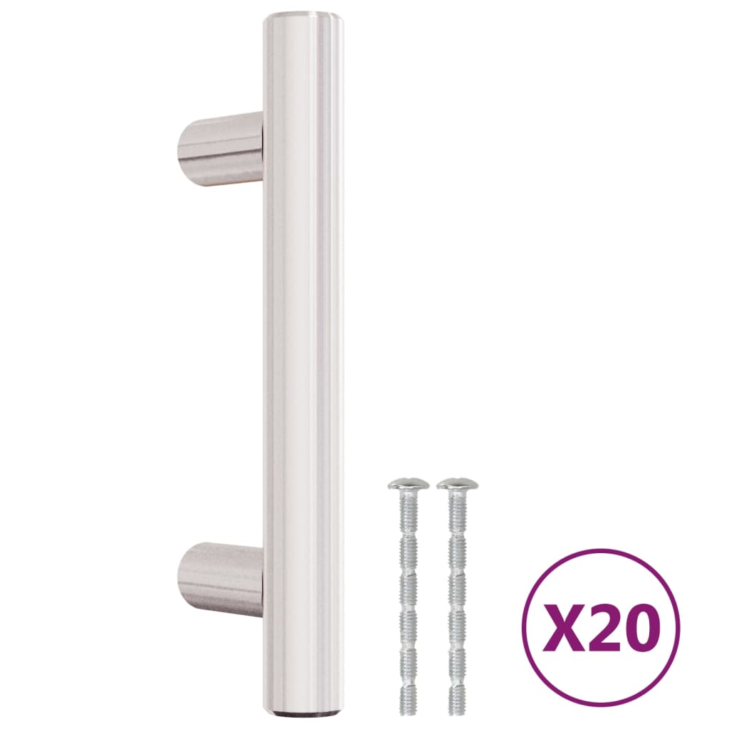 20 db ezüst rozsdamentes acél szekrényfogantyú 64 mm