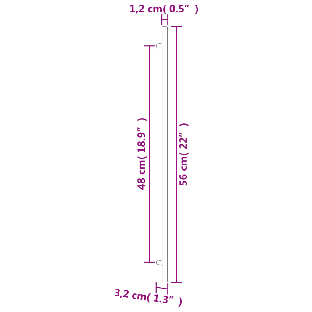 20 db ezüst rozsdamentes acél szekrényfogantyú 480 mm