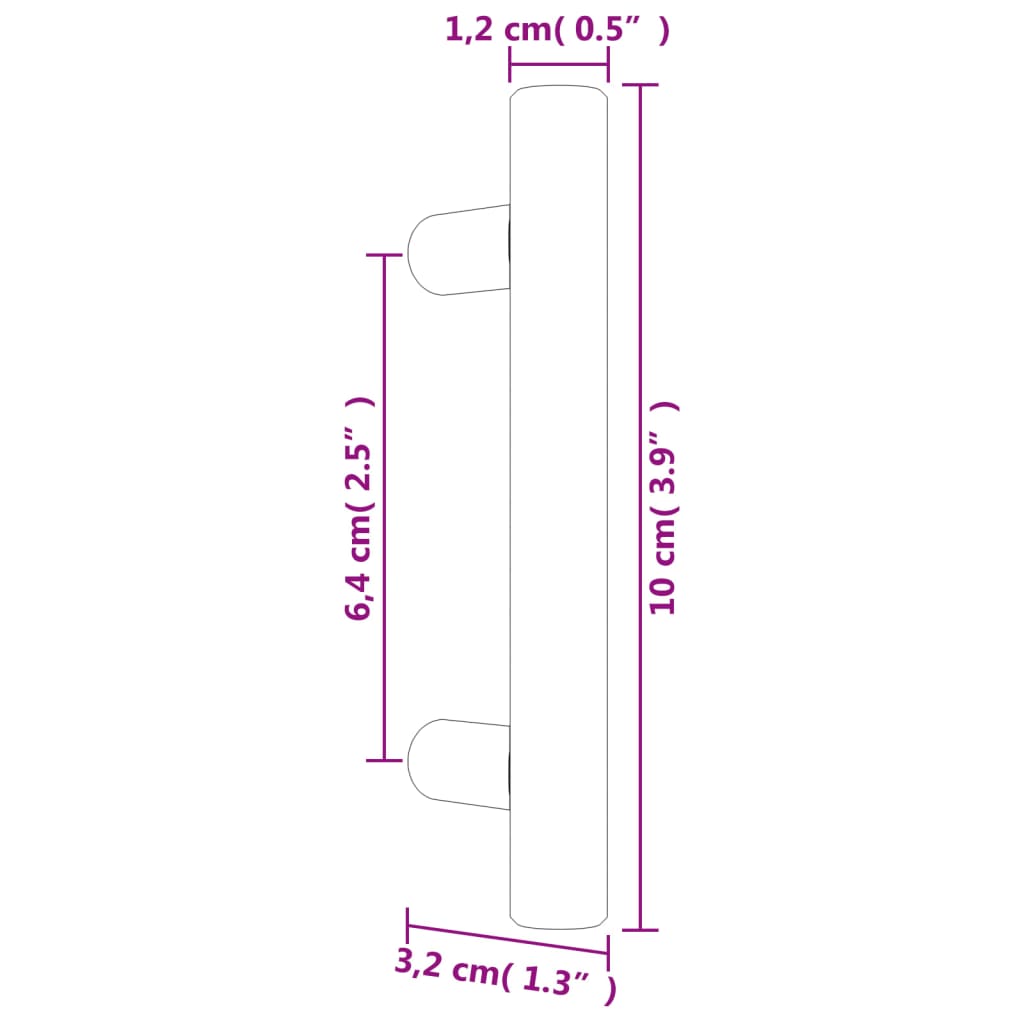 20 db fekete rozsdamentes acél szekrényfogantyú 64 mm