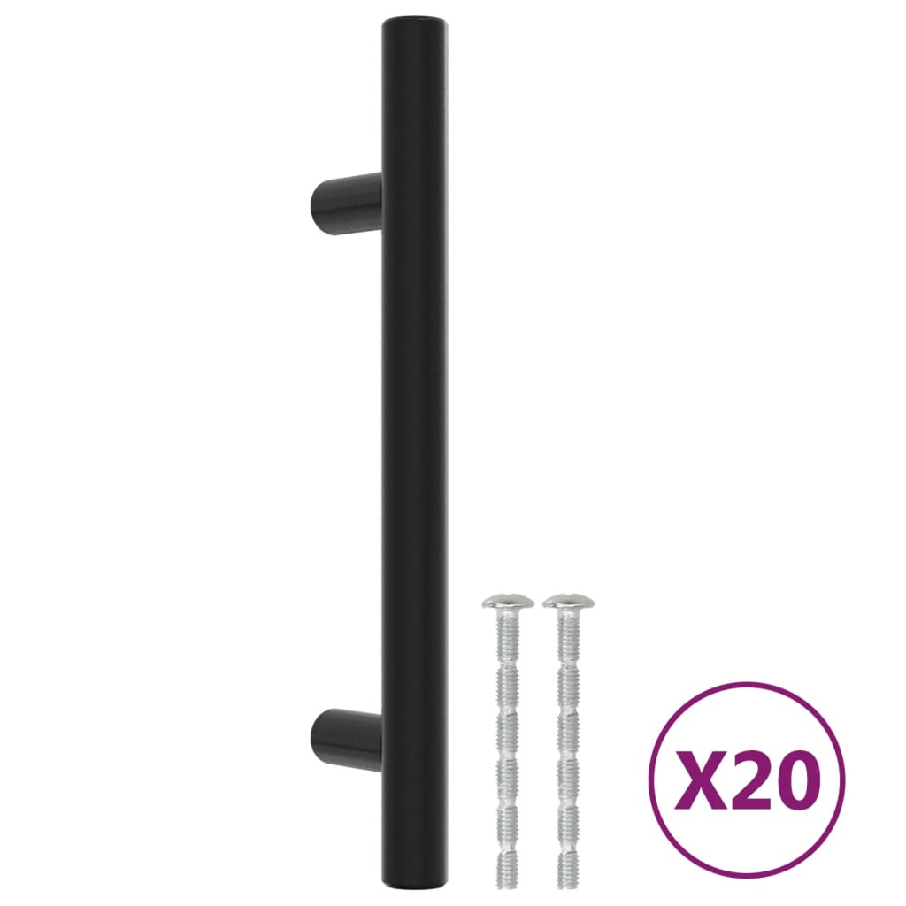 20 db fekete rozsdamentes acél szekrényfogantyú 96 mm
