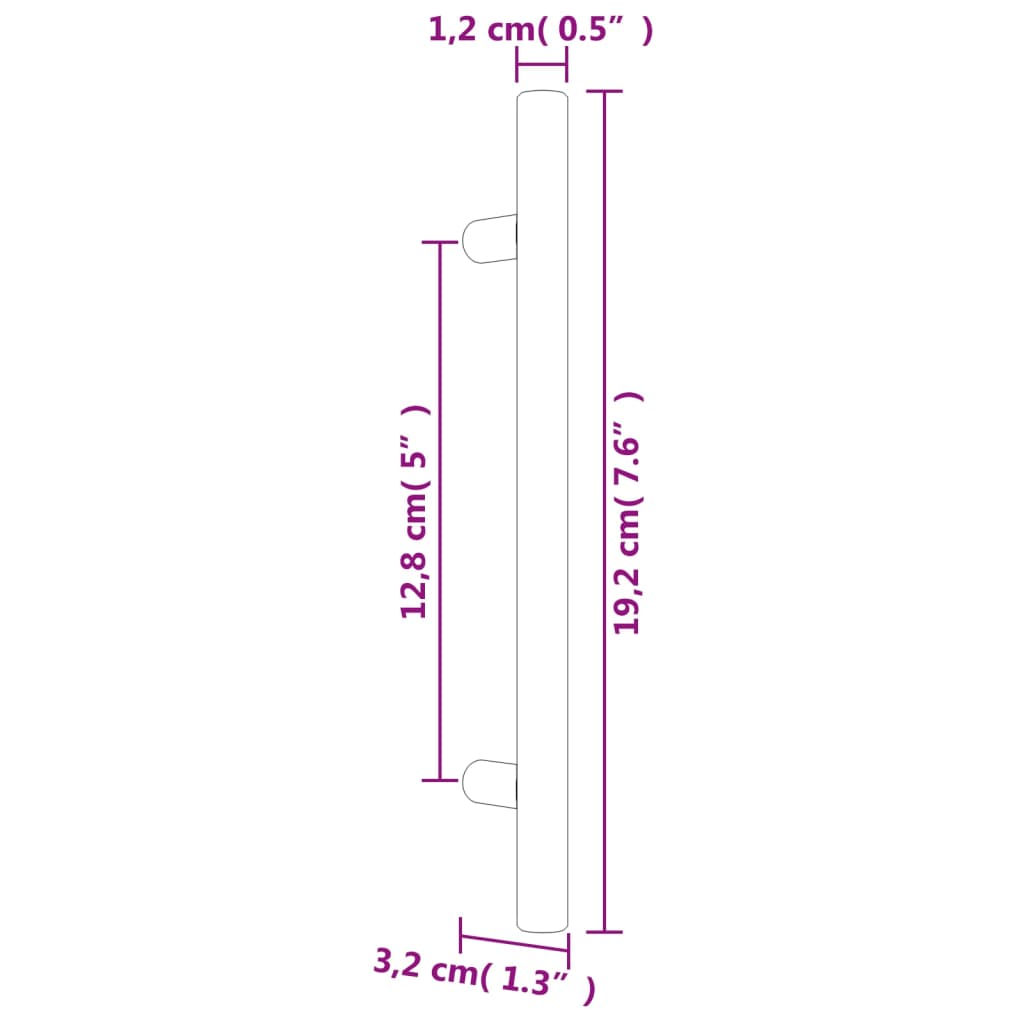 20 db fekete rozsdamentes acél szekrényfogantyú 128 mm
