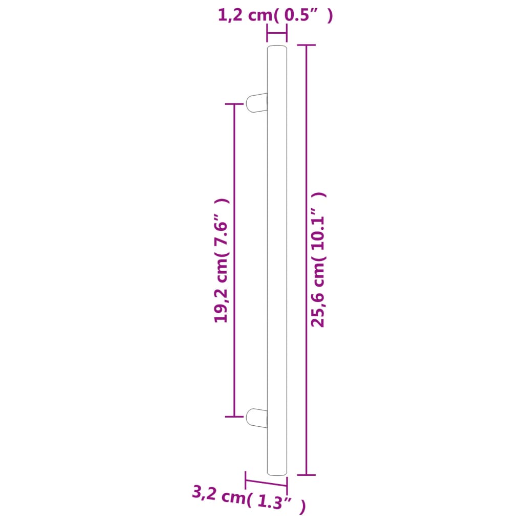 20 db fekete rozsdamentes acél szekrényfogantyú 192 mm