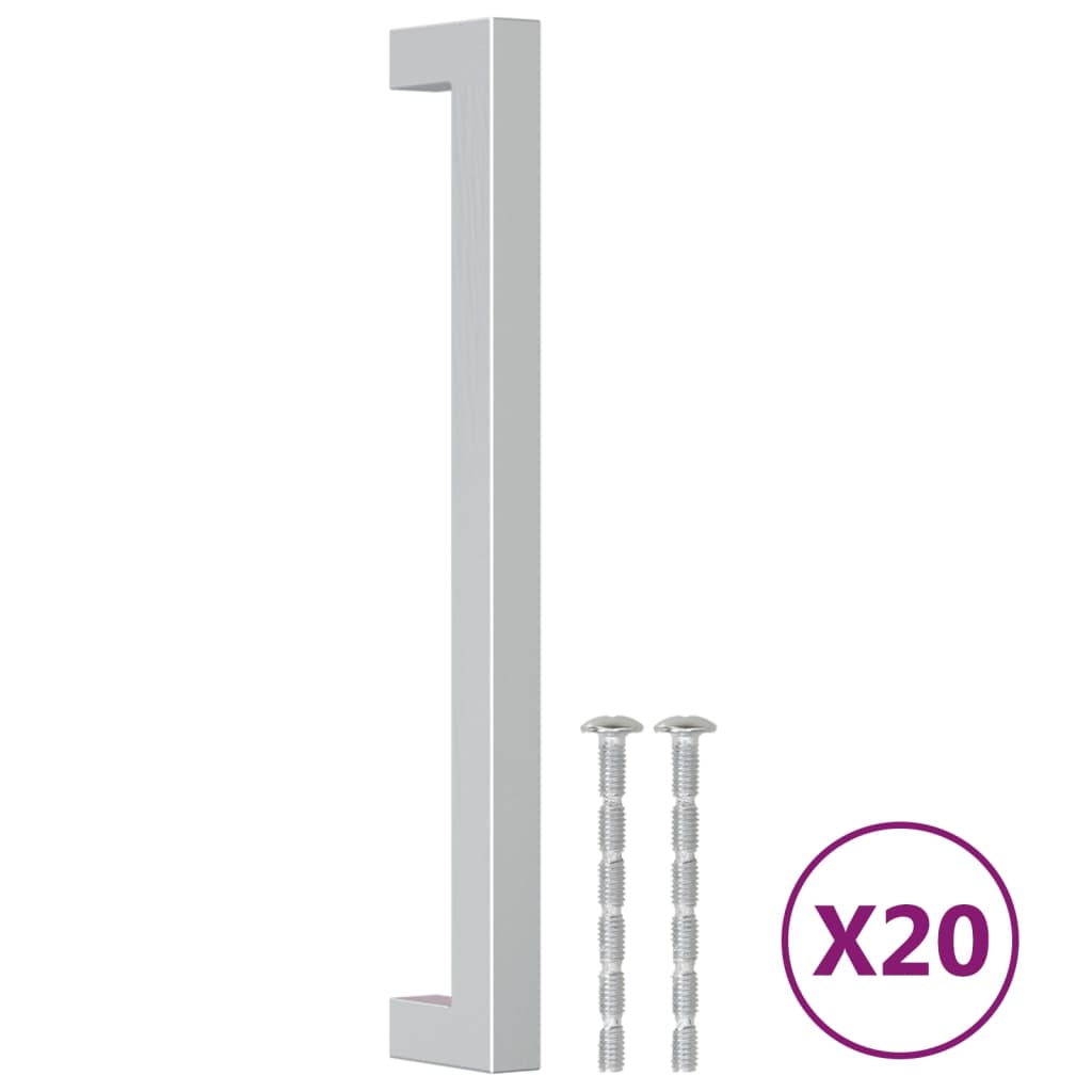 20 db ezüst rozsdamentes acél szekrényfogantyú 192 mm