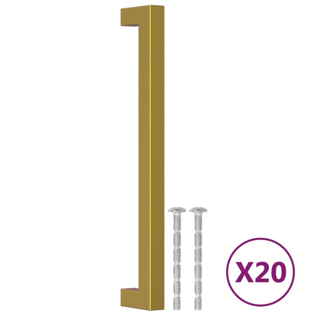 20 db aranyszínű rozsdamentes acél szekrényfogantyú 192 mm