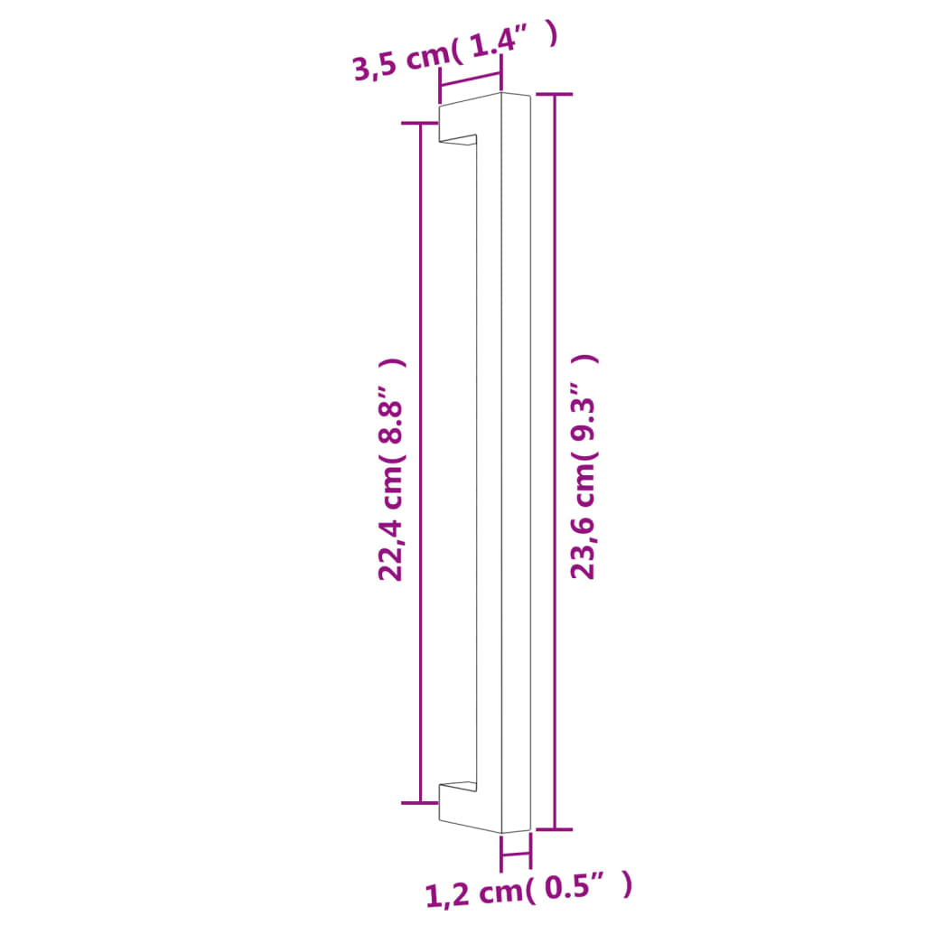 20 db aranyszínű rozsdamentes acél szekrényfogantyú 224 mm