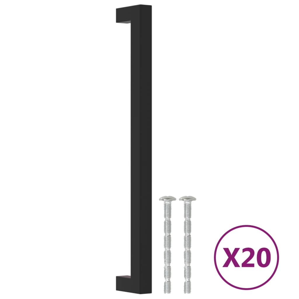 20 db fekete rozsdamentes acél szekrényfogantyú 224 mm