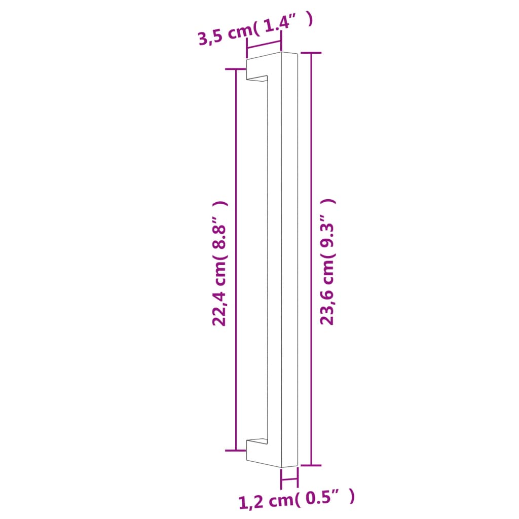 20 db fekete rozsdamentes acél szekrényfogantyú 224 mm