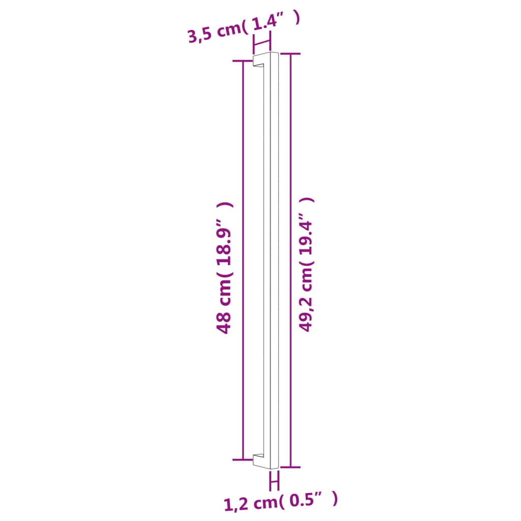 10 db ezüst rozsdamentes acél szekrényfogantyú 480 mm