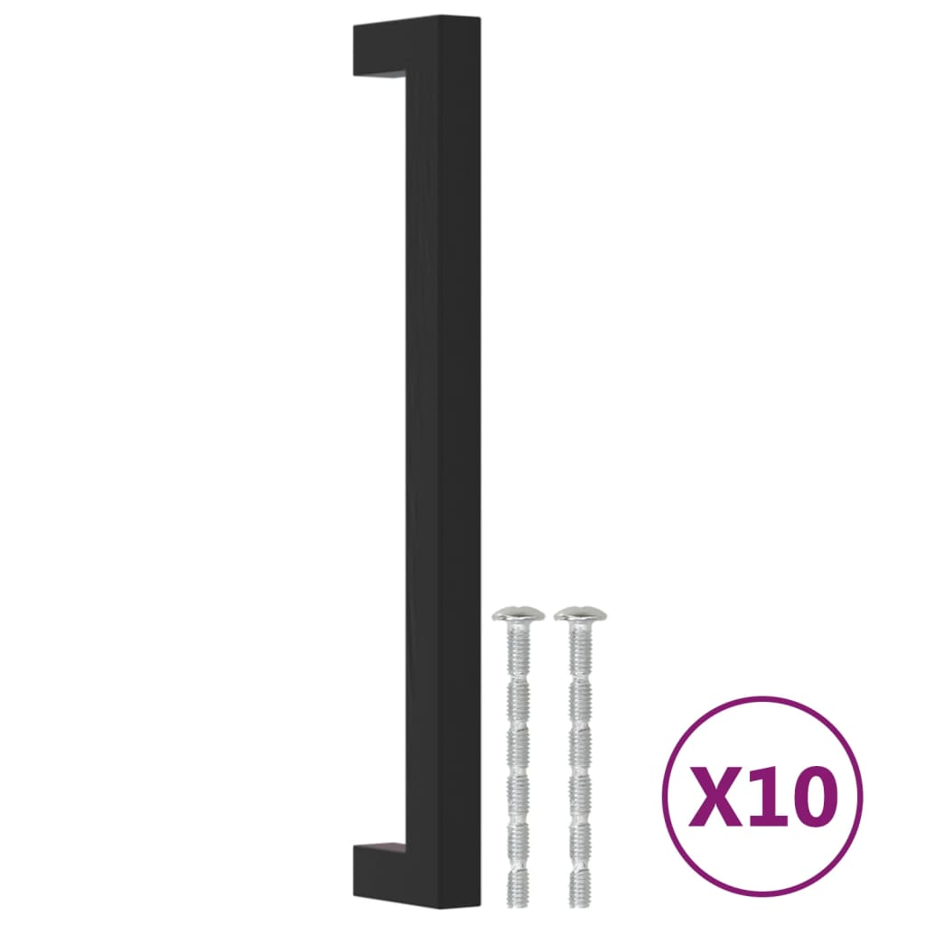 10 db fekete rozsdamentes acél szekrényfogantyú 192 mm