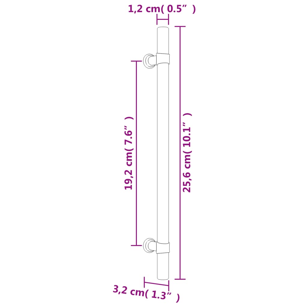 20 db fekete rozsdamentes acél szekrényfogantyú 192 mm