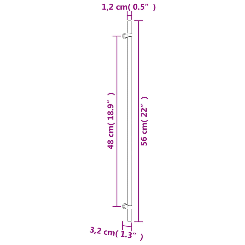 20 db fekete rozsdamentes acél szekrényfogantyú 480 mm