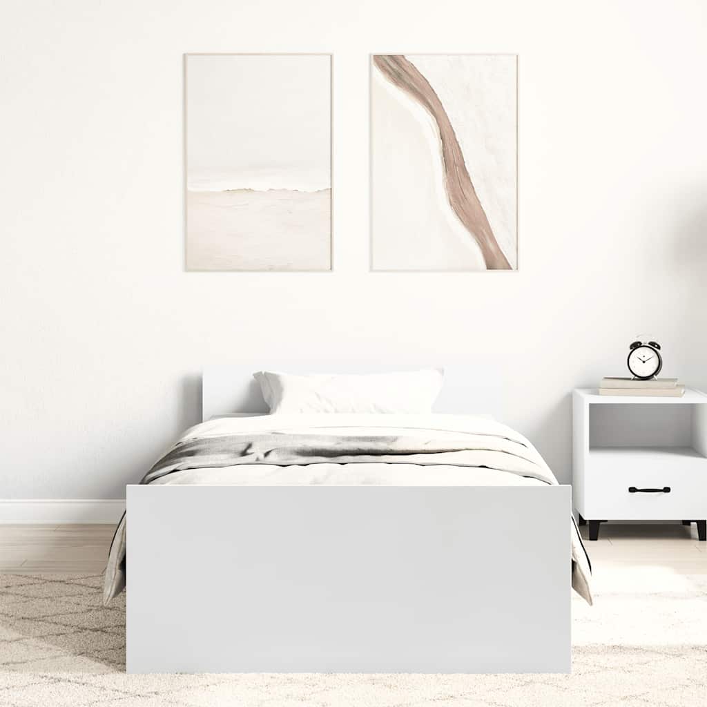 fehér szerelt fa ágykeret 90 x 200 cm