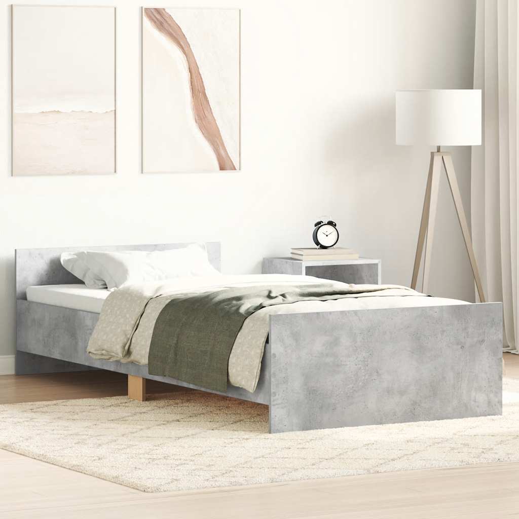 betonszürke szerelt fa ágykeret 90 x 200 cm