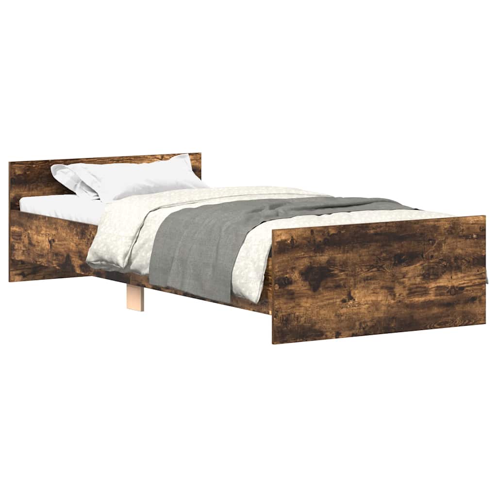 füstös tölgy színű szerelt fa ágykeret matrac nélkül 90x200 cm