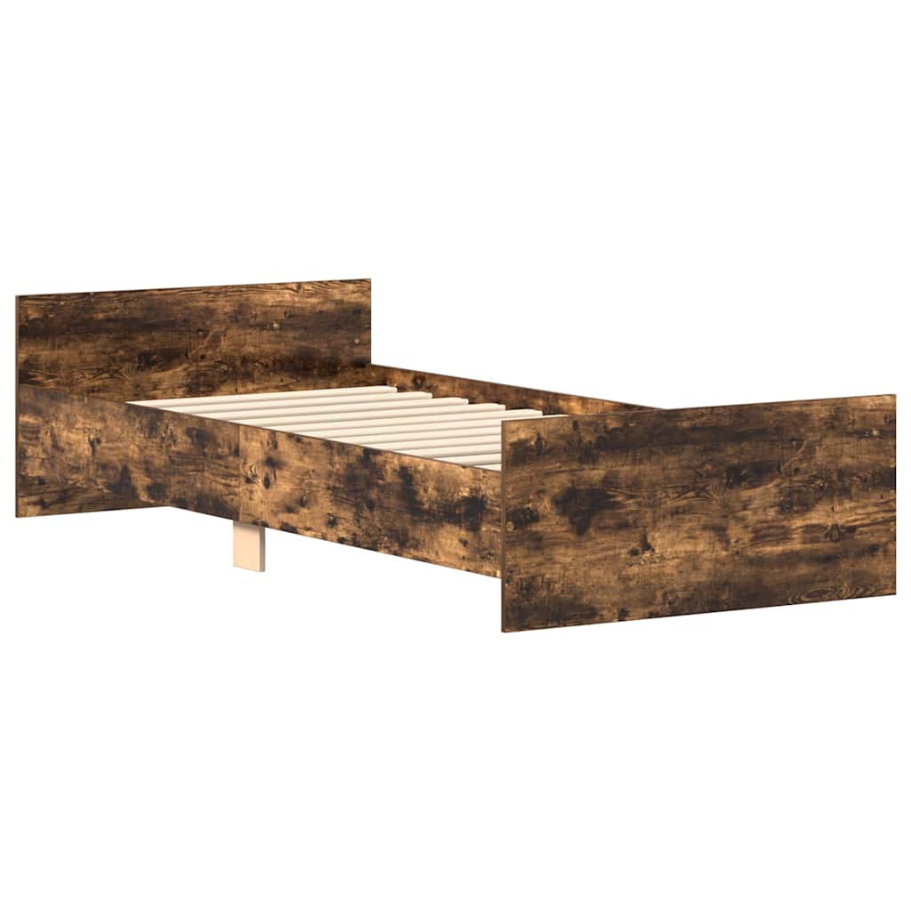füstös tölgy színű szerelt fa ágykeret matrac nélkül 90x200 cm