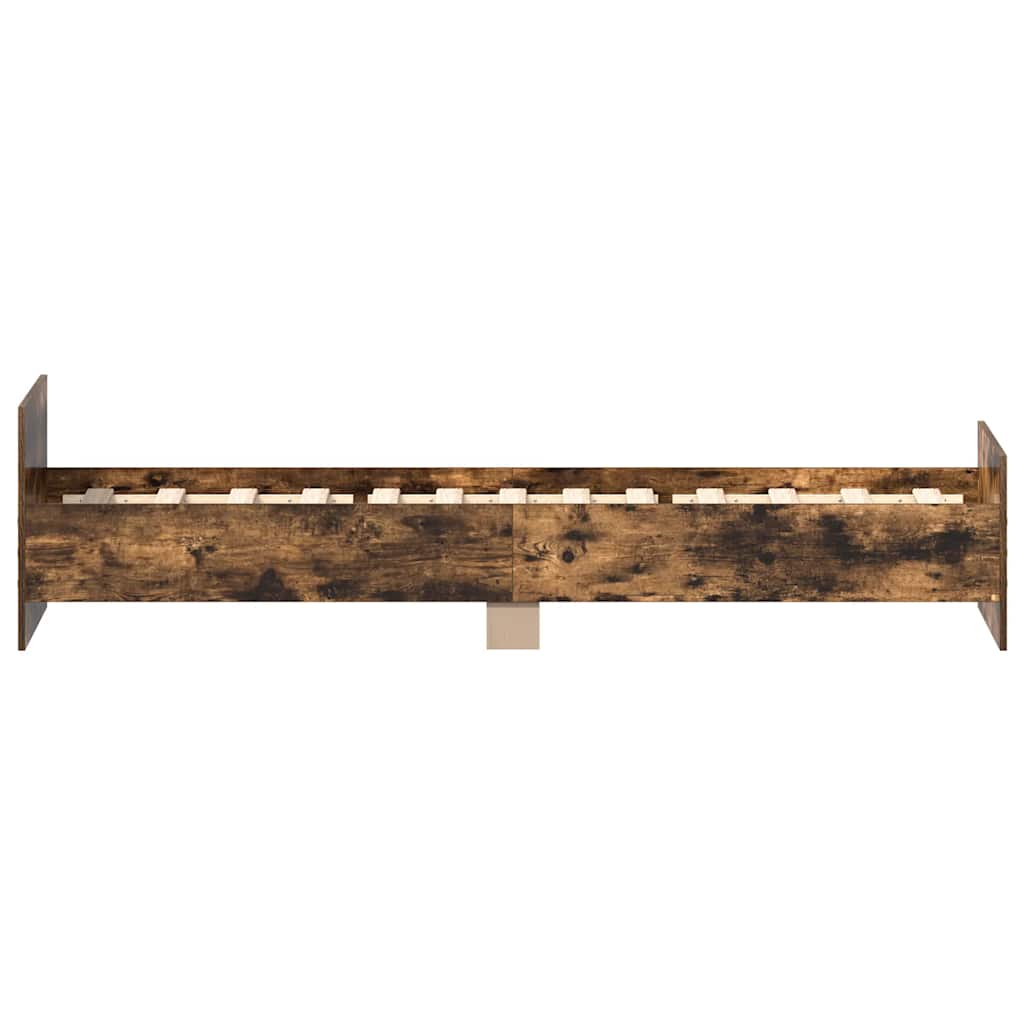 füstös tölgy színű szerelt fa ágykeret matrac nélkül 90x200 cm