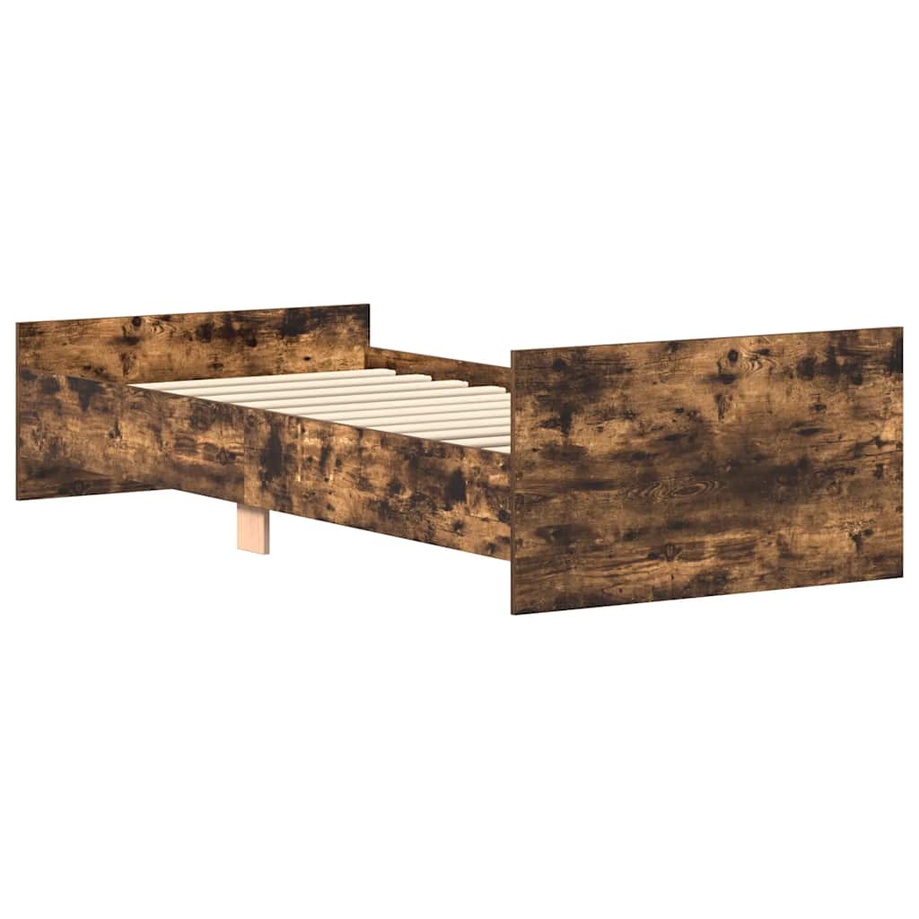 füstös tölgy színű szerelt fa ágykeret matrac nélkül 90x200 cm