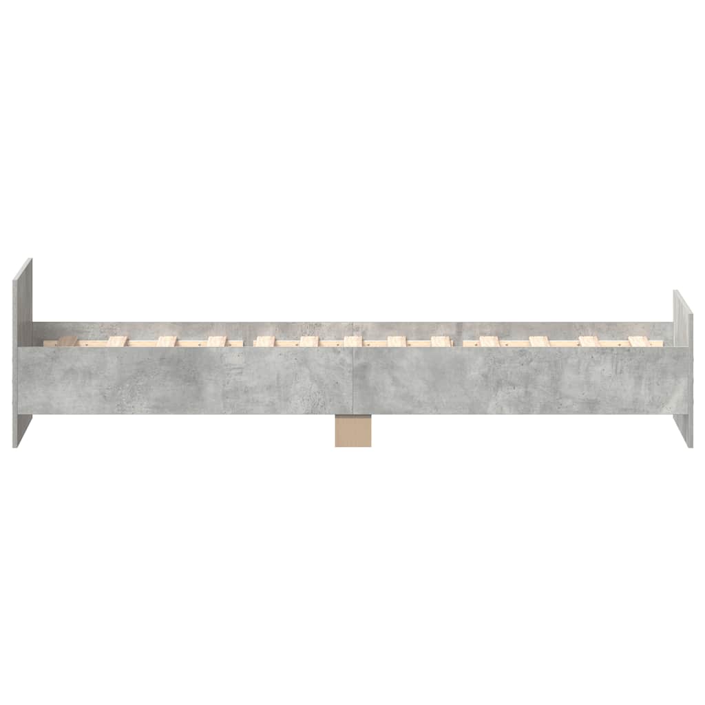 betonszürke szerelt fa ágykeret 100 x 200 cm
