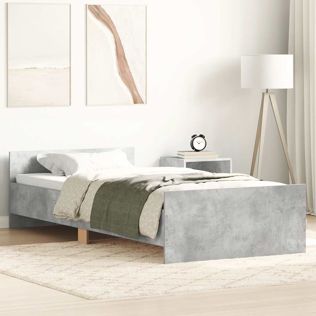betonszürke szerelt fa ágykeret 100 x 200 cm