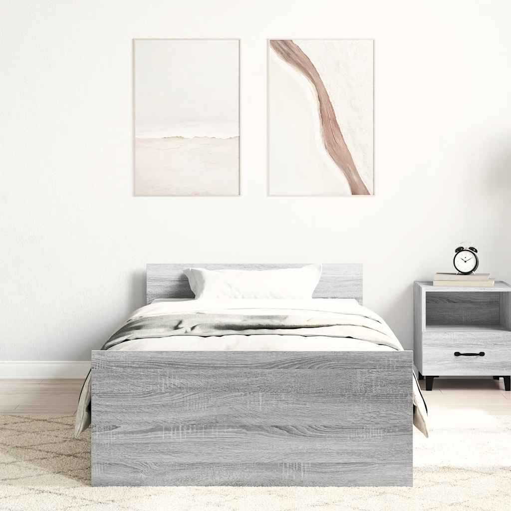 sonoma tölgyszínű szerelt fa ágykeret 100 x 200 cm