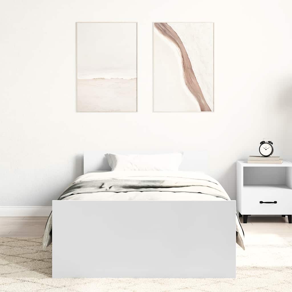 fehér egyszemélyes szerelt fa ágykeret 75 x 190 cm Small Single