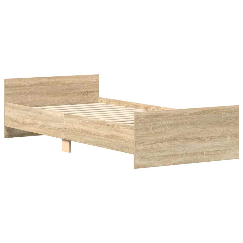sonoma tölgy színű szerelt fa ágykeret matrac nélkül 75x190 cm