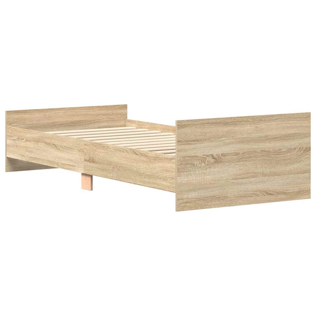 sonoma tölgy színű szerelt fa ágykeret matrac nélkül 75x190 cm