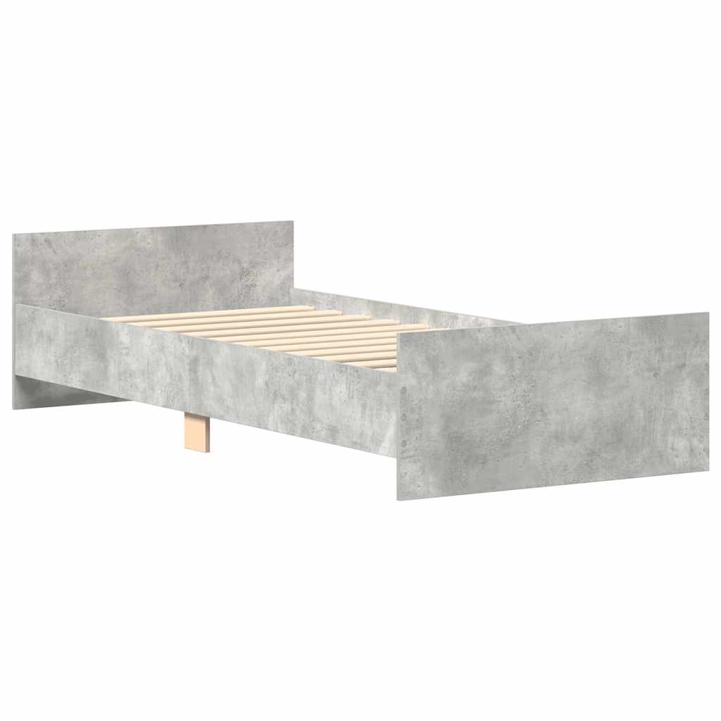 betonszürke egyszemélyes fa ágykeret 75 x 190 cm