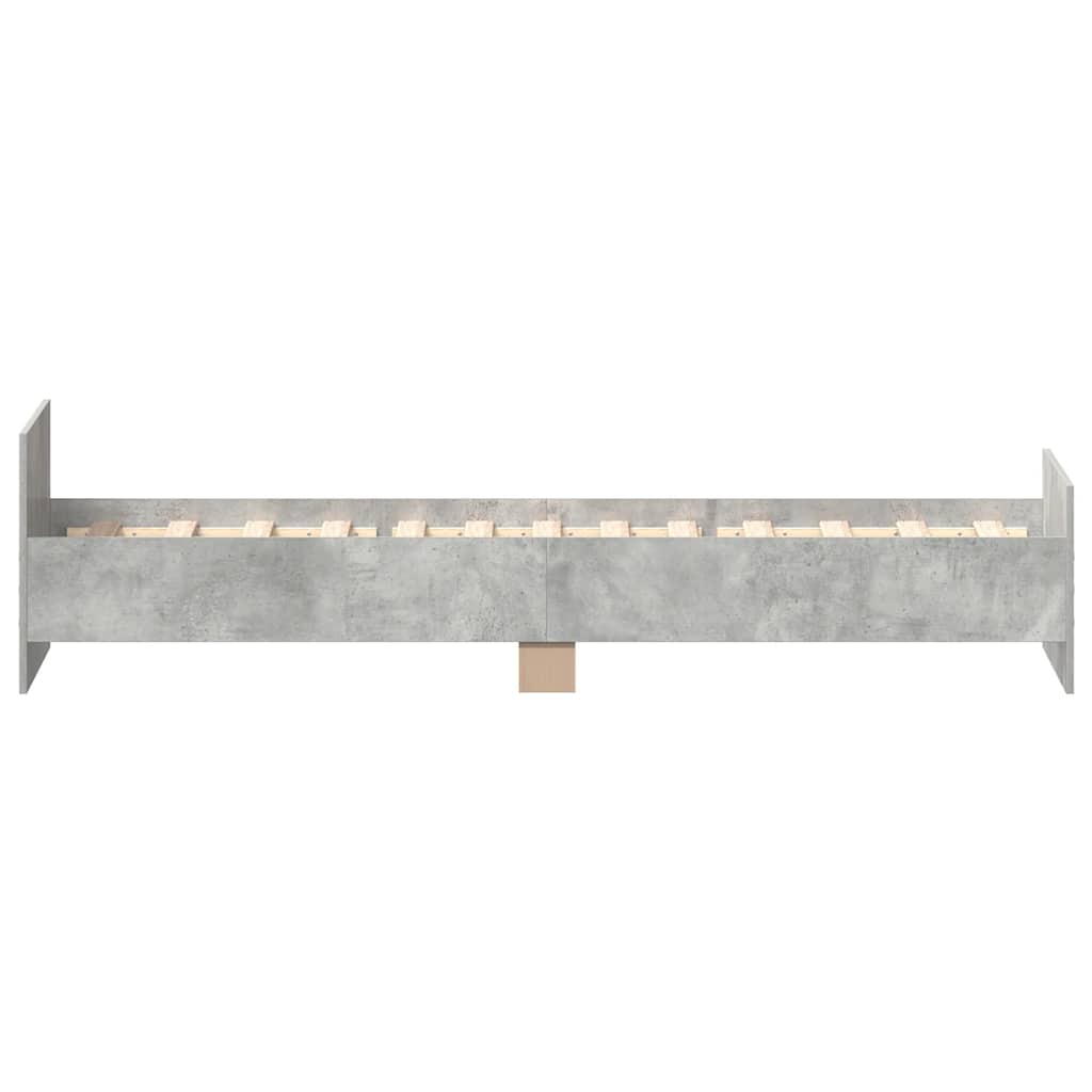 betonszürke egyszemélyes fa ágykeret 75 x 190 cm