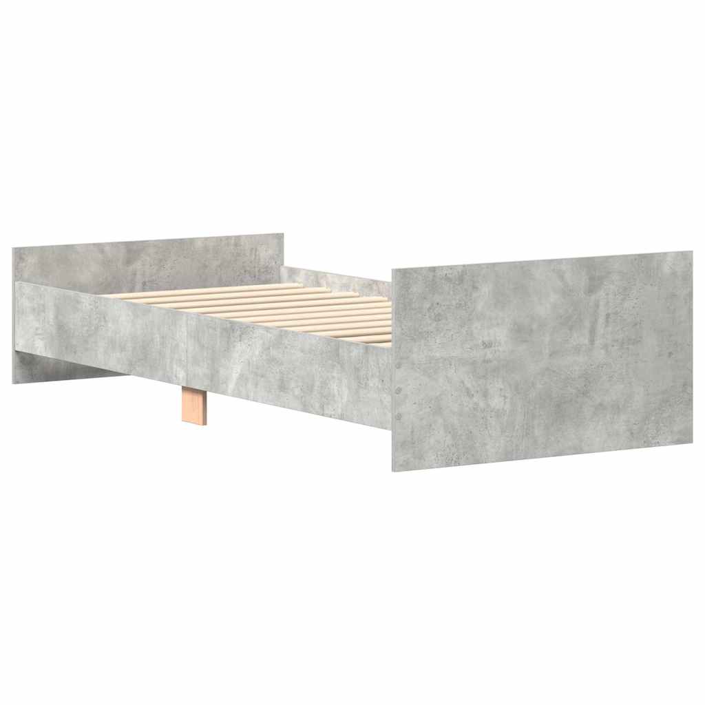 betonszürke egyszemélyes fa ágykeret 75 x 190 cm