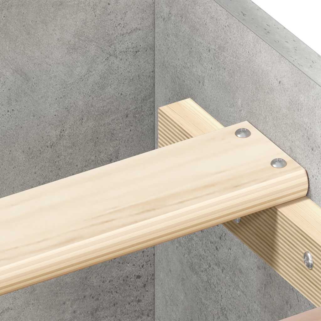 betonszürke egyszemélyes fa ágykeret 75 x 190 cm