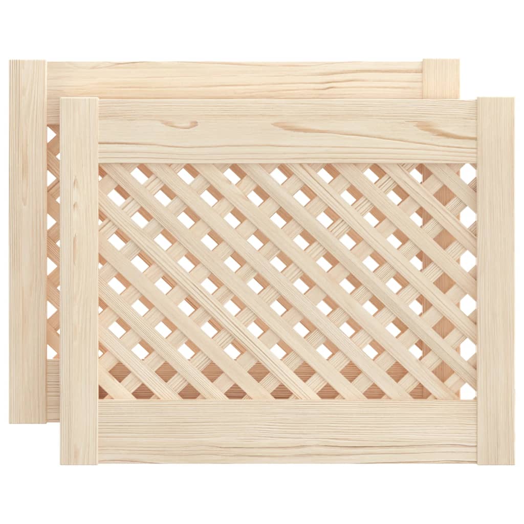 2 db tömör fenyőfa rácsos szekrényajtó 49,5x39,5 cm