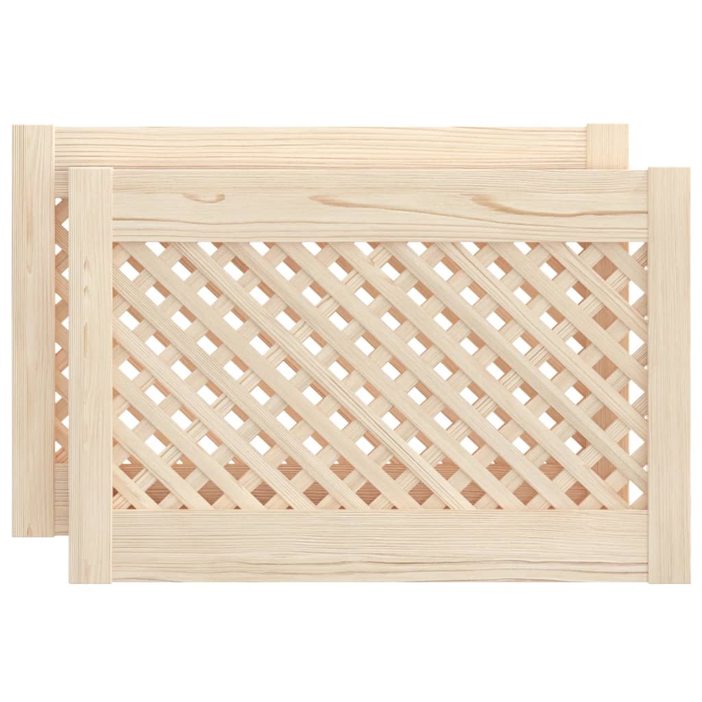 2 db tömör fenyőfa rácsos szekrényajtó 59,5x39,5 cm