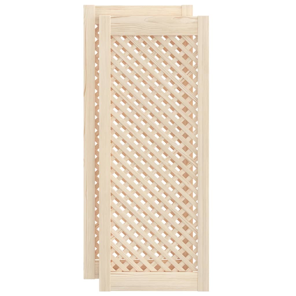 2 db tömör fenyőfa rácsos szekrényajtó 39,5x99 cm