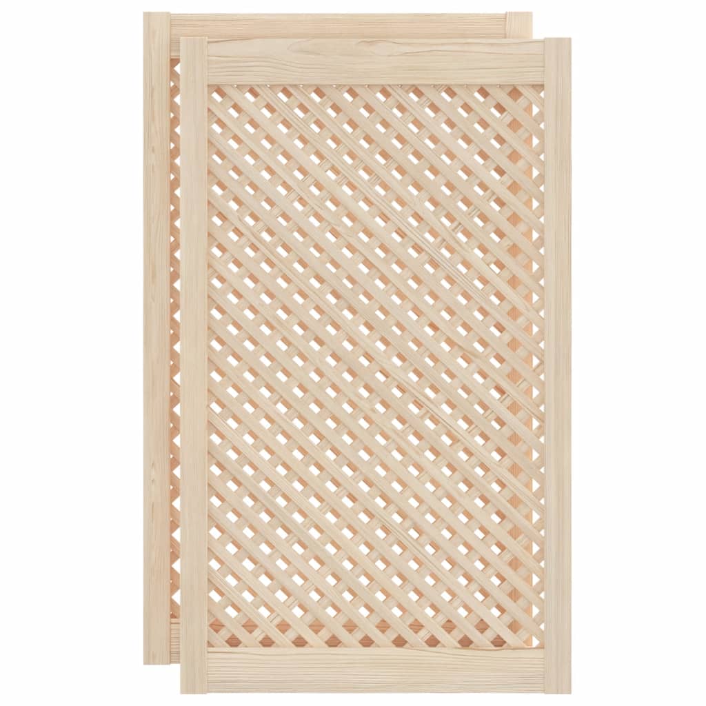 2 db tömör fenyőfa rácsos szekrényajtó 59,5x99 cm