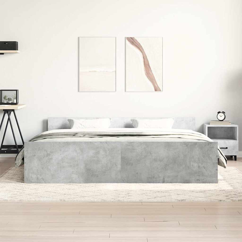 betonszürke ágykeret fej- és lábtámlával 200 x 200 cm