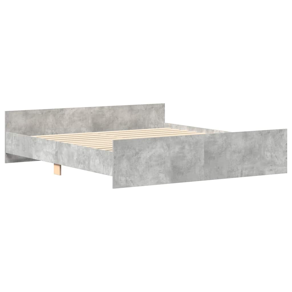 betonszürke ágykeret fej- és lábtámlával 200 x 200 cm
