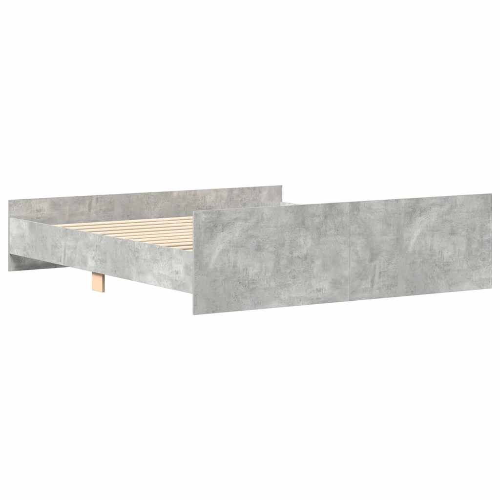 betonszürke ágykeret fej- és lábtámlával 200 x 200 cm