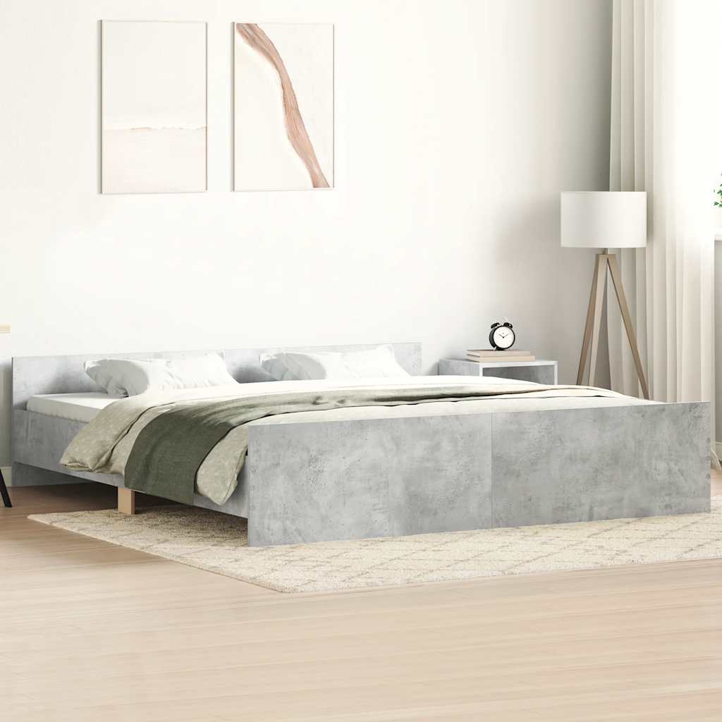 betonszürke ágykeret fej- és lábtámlával 200 x 200 cm